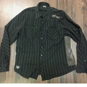 Roadster Manchester GD Button Up Cotton Shirt Distressed Brown Large Chest 40"